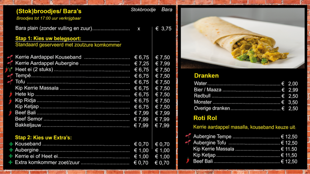 surinaamse broodjes en bara's suritaria